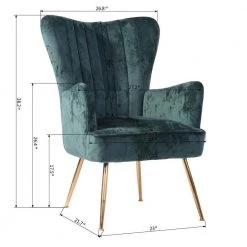 Wing Green Fabric Upholstered Wing Back Leisure Arm Chair by Homy Casa -Homy Casa Shop green homy casa accent chairs wing green ice floss 44 1000