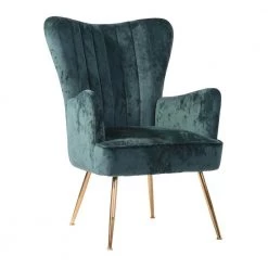 Wing Green Fabric Upholstered Wing Back Leisure Arm Chair by Homy Casa