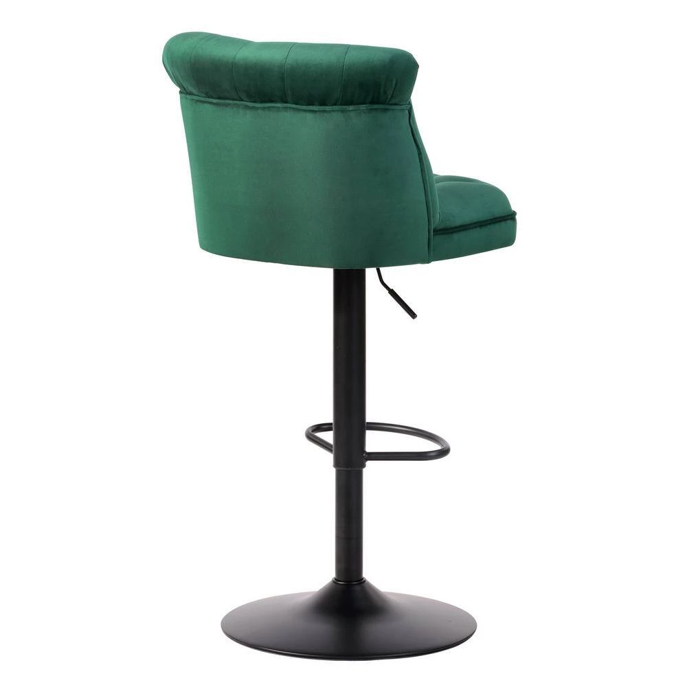 Baze 26 in-34.6 in. Green Low Back Metal Frame Adjustable Height Bar Stool With Velvet Seat (Set of 2) by Homy Casa 9 Baze 26 in-34.6 in. Green Low Back Metal Frame Adjustable Height Bar Stool With Velvet Seat (Set of 2) by Homy Casa - Image 7