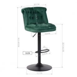 Baze 26 in-34.6 in. Green Low Back Metal Frame Adjustable Height Bar Stool With Velvet Seat (Set of 2) by Homy Casa 20 Baze 26 in-34.6 in. Green Low Back Metal Frame Adjustable Height Bar Stool With Velvet Seat (Set of 2) by Homy Casa -Homy Casa Shop green homy casa bar stools baze green 44 1000