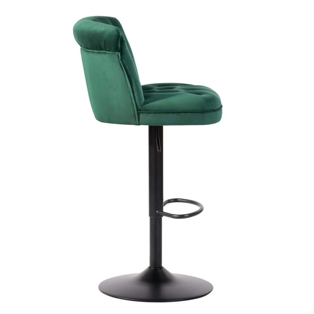 Baze 26 in-34.6 in. Green Low Back Metal Frame Adjustable Height Bar Stool With Velvet Seat (Set of 2) by Homy Casa 8 Baze 26 in-34.6 in. Green Low Back Metal Frame Adjustable Height Bar Stool With Velvet Seat (Set of 2) by Homy Casa - Image 6