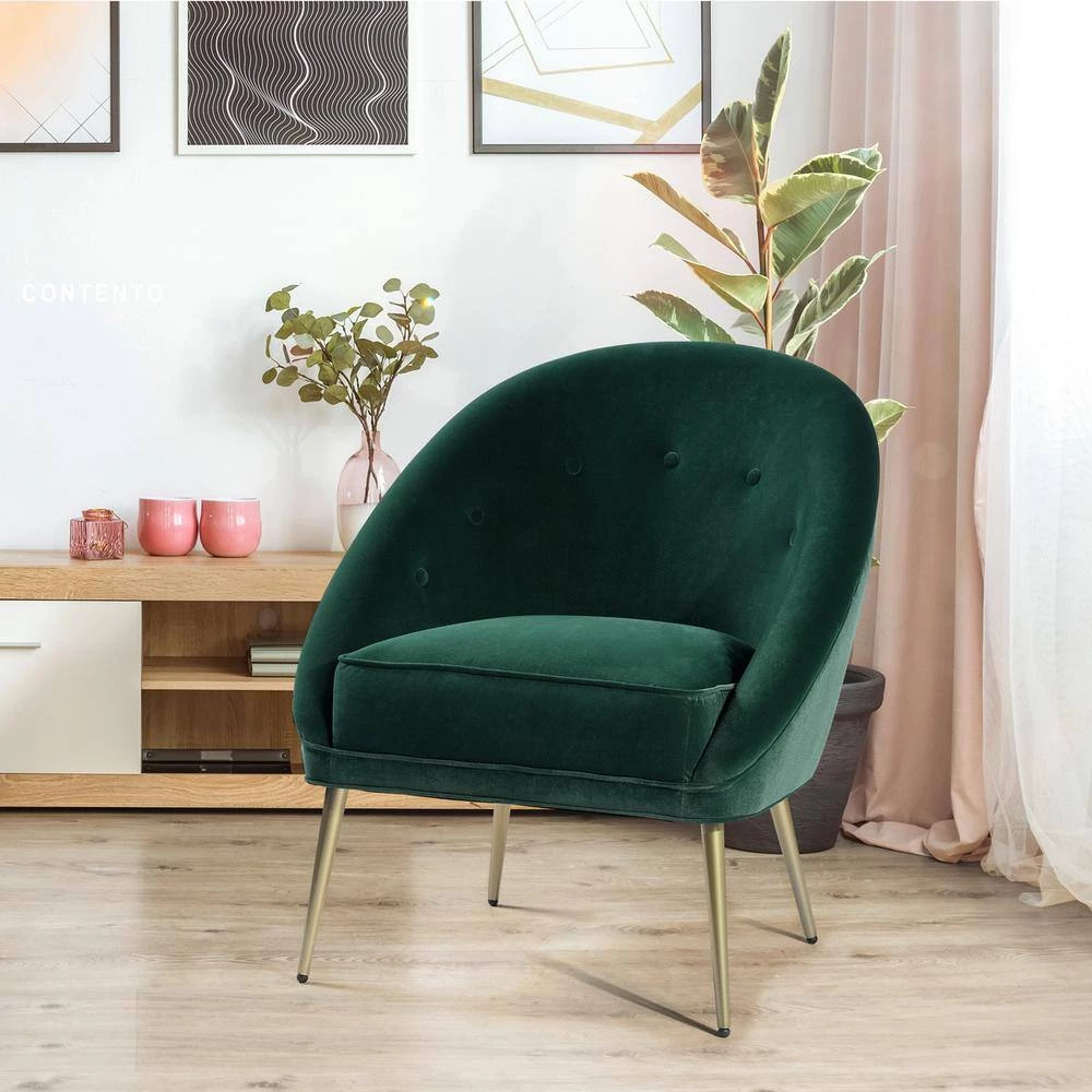 Leisure Velvet Dining Chairs Upholstered Accent Leisure Chairs Makeup Dressing Stool Living Room Sofa Chair Modern Green by Homy Casa 11 Leisure Velvet Dining Chairs Upholstered Accent Leisure Chairs Makeup Dressing Stool Living Room Sofa Chair Modern Green by Homy Casa - Image 9