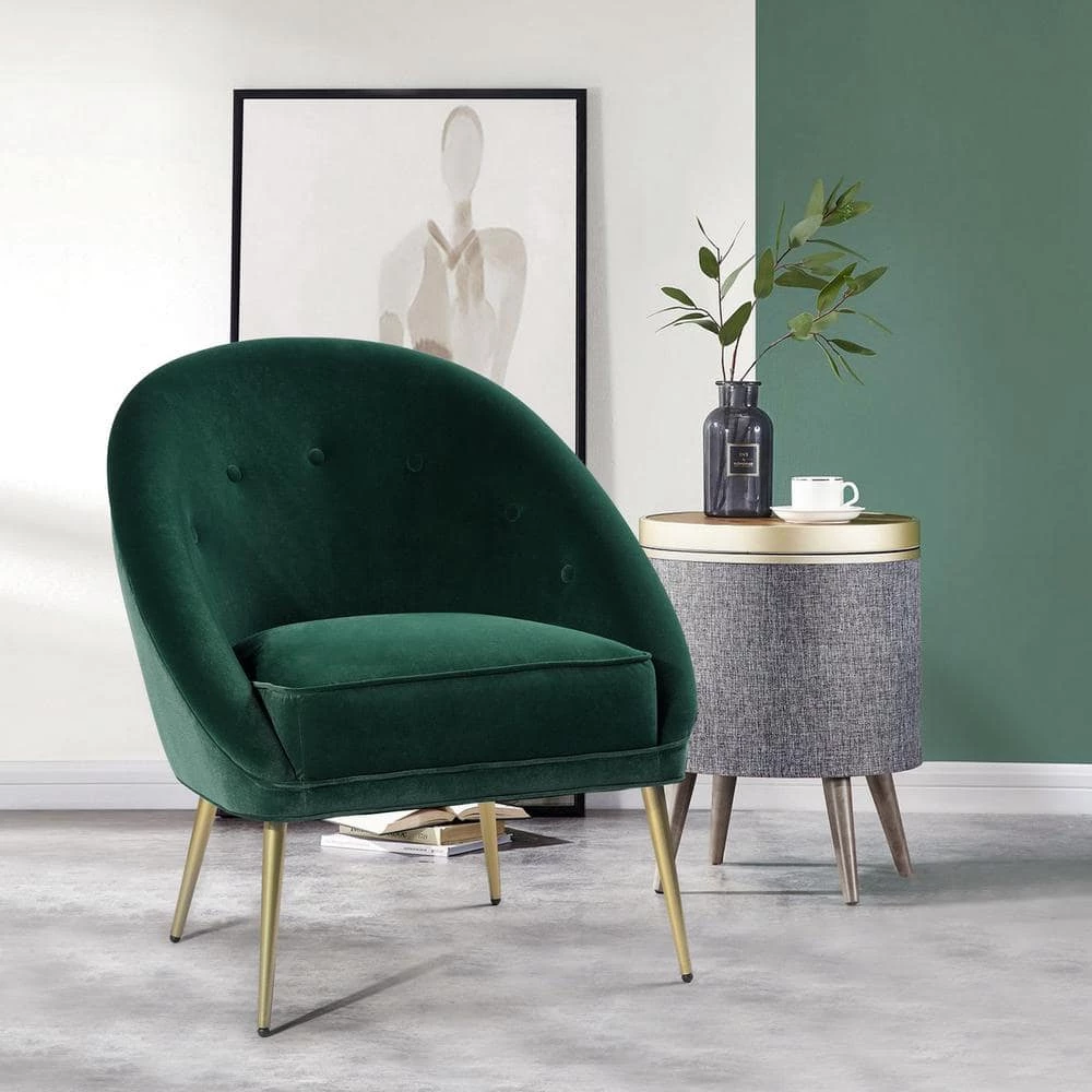Leisure Velvet Dining Chairs Upholstered Accent Leisure Chairs Makeup Dressing Stool Living Room Sofa Chair Modern Green by Homy Casa 4 Leisure Velvet Dining Chairs Upholstered Accent Leisure Chairs Makeup Dressing Stool Living Room Sofa Chair Modern Green by Homy Casa - Image 2