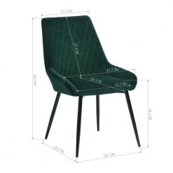 Rabiot Green Velvet Upholstery Arm Dining Chairs ( Set of 2 ) by Homy Casa -Homy Casa Shop green homy casa dining chairs rabiot green a fa 1000