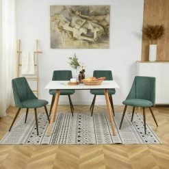 Smeg Green Velvet Upholstered Walnut Metal Legs Side Dining Chairs(Set of 2) by Homy Casa 29 Smeg Green Velvet Upholstered Walnut Metal Legs Side Dining Chairs(Set of 2) by Homy Casa -Homy Casa Shop green homy casa dining chairs smeg dining teal terry walnut metal leg 31 1000