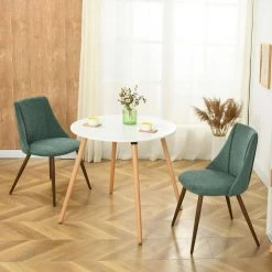 Smeg Green Velvet Upholstered Walnut Metal Legs Side Dining Chairs(Set of 2) by Homy Casa 18 Smeg Green Velvet Upholstered Walnut Metal Legs Side Dining Chairs(Set of 2) by Homy Casa -Homy Casa Shop green homy casa dining chairs smeg dining teal terry walnut metal leg 40 1000