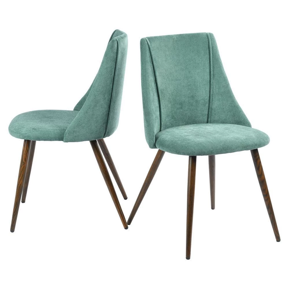 Smeg Green Velvet Upholstered Walnut Metal Legs Side Dining Chairs(Set of 2) by Homy Casa 3 Smeg Green Velvet Upholstered Walnut Metal Legs Side Dining Chairs(Set of 2) by Homy Casa