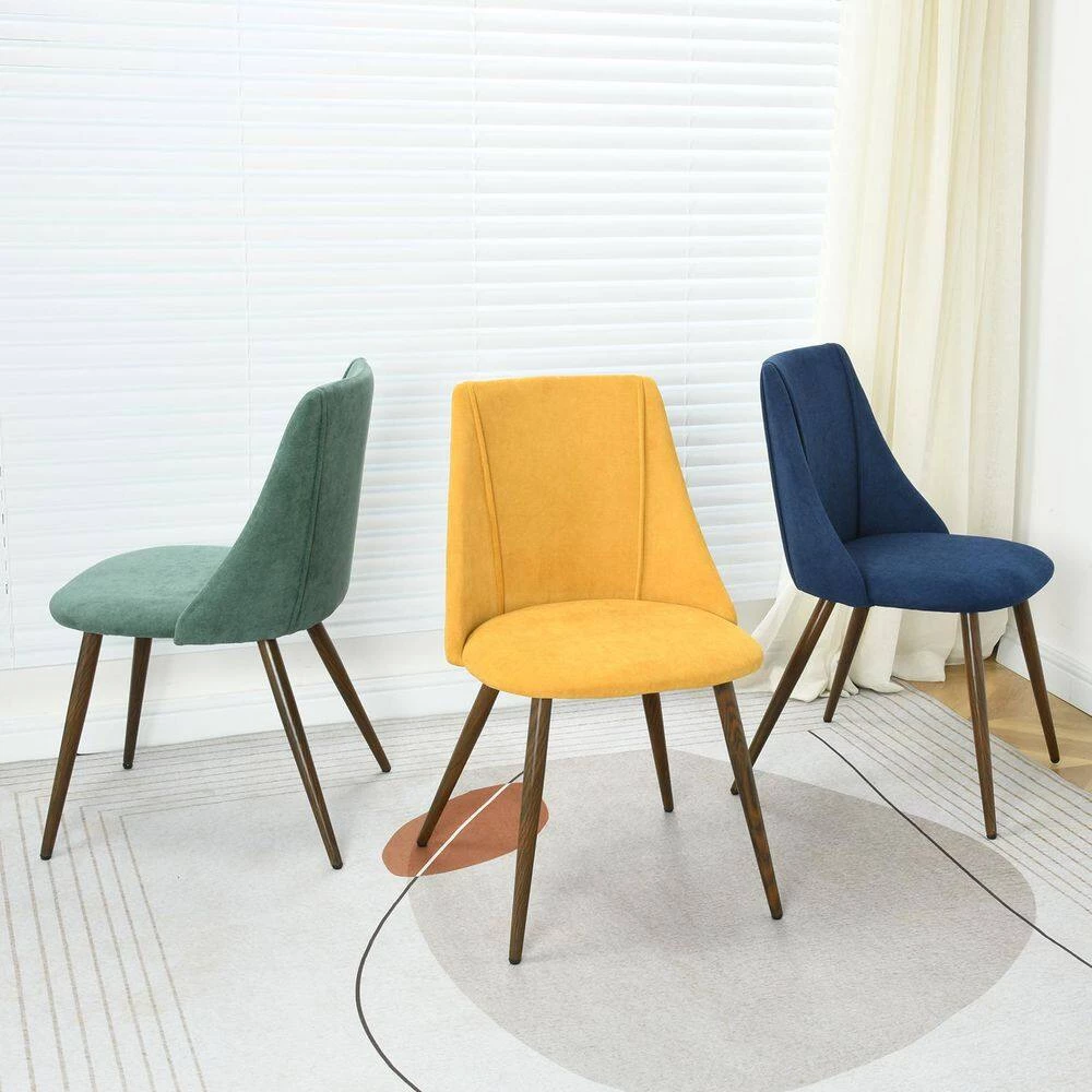 Smeg Green Velvet Upholstered Walnut Metal Legs Side Dining Chairs(Set of 2) by Homy Casa 6 Smeg Green Velvet Upholstered Walnut Metal Legs Side Dining Chairs(Set of 2) by Homy Casa - Image 4