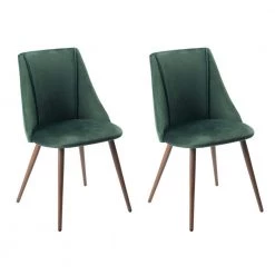 Smeg Green Velvet Upholstered Side Dining Chairs(Set of 2) by Homy Casa