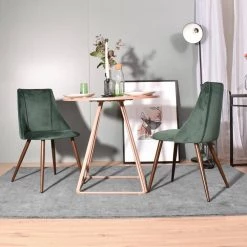 Smeg Green Velvet Upholstered Side Dining Chairs(Set of 2) by Homy Casa -Homy Casa Shop green homy casa dining chairs smeg tiaanium 32mm lmkz 77 1000