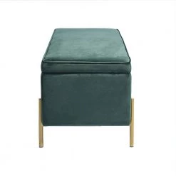 TUDOR Green Velvet Ottoman with Storage by Homy Casa -Homy Casa Shop green homy casa ottomans hd tudor green 4f 1000