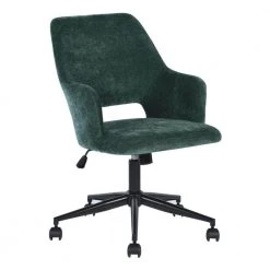Office Chair Green Armchair Secretary Adjustable Swivel Upholstered Computer Chair by Homy Casa