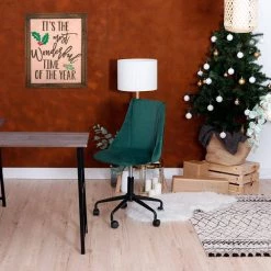 Dark Green Velvet Fabric Cover Modern Simple Style Green Large Size High Back Secretary Office Chair by Homy Casa