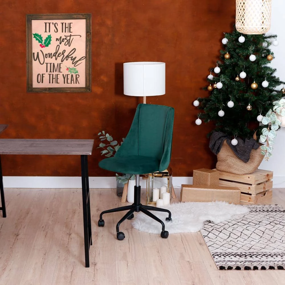 Dark Green Velvet Fabric Cover Modern Simple Style Green Large Size High Back Secretary Office Chair by Homy Casa 3 Dark Green Velvet Fabric Cover Modern Simple Style Green Large Size High Back Secretary Office Chair by Homy Casa