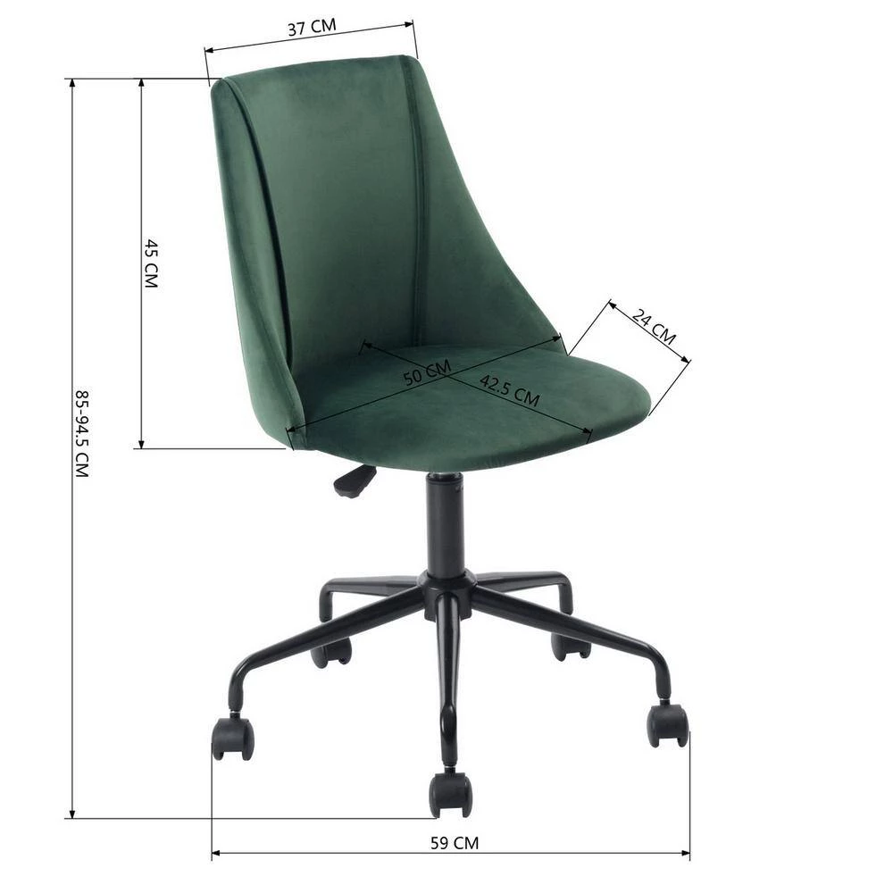 Dark Green Velvet Fabric Cover Modern Simple Style Green Large Size High Back Secretary Office Chair by Homy Casa 10 Dark Green Velvet Fabric Cover Modern Simple Style Green Large Size High Back Secretary Office Chair by Homy Casa - Image 8
