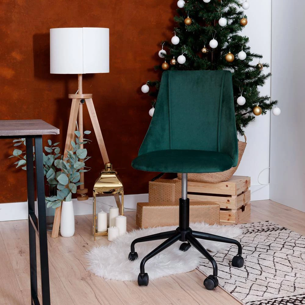 Dark Green Velvet Fabric Cover Modern Simple Style Green Large Size High Back Secretary Office Chair by Homy Casa 4 Dark Green Velvet Fabric Cover Modern Simple Style Green Large Size High Back Secretary Office Chair by Homy Casa - Image 2