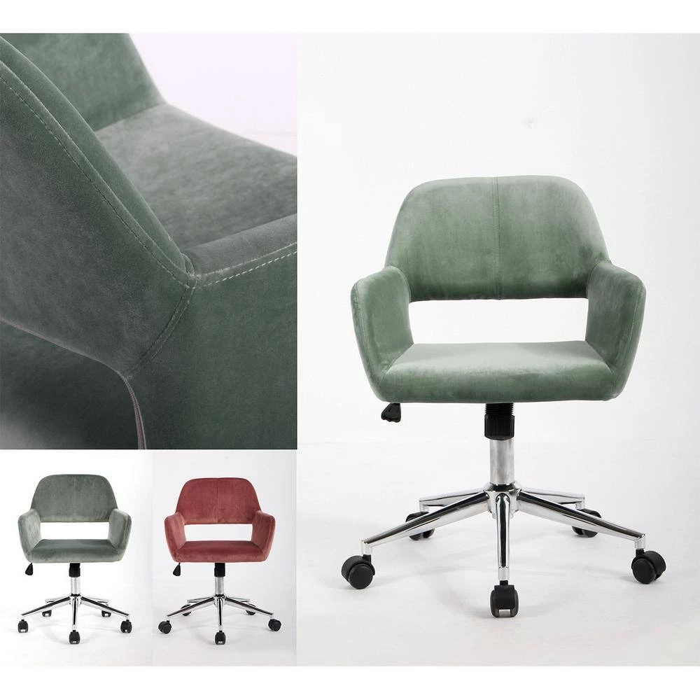 16.1 in. Width Green velvet Upholstery Task Chair with Adjustable Height by Homy Casa 12 16.1 in. Width Green velvet Upholstery Task Chair with Adjustable Height by Homy Casa - Image 10