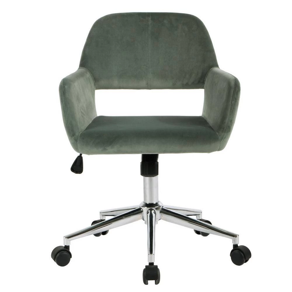 16.1 in. Width Green velvet Upholstery Task Chair with Adjustable Height by Homy Casa 6 16.1 in. Width Green velvet Upholstery Task Chair with Adjustable Height by Homy Casa - Image 4