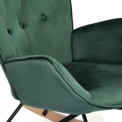 Epping Green Velvet Light Wood Leg Rocking Chair by Homy Casa -Homy Casa Shop green light wood homy casa rockers gliders ottomans hd epping kd velvet green wood leg 1f 1000