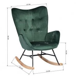 Epping Green Velvet Light Wood Leg Rocking Chair by Homy Casa -Homy Casa Shop green light wood homy casa rockers gliders ottomans hd epping kd velvet green wood leg 4f 1000