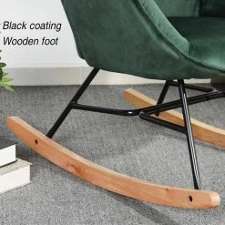 Epping Green Velvet Light Wood Leg Rocking Chair by Homy Casa -Homy Casa Shop green light wood homy casa rockers gliders ottomans hd epping kd velvet green wood leg fa 1000