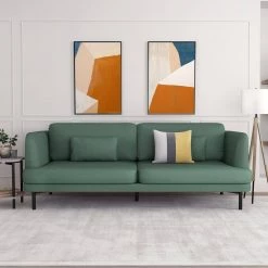 Clemency 85 in. W Square Arm Fabric Upholstered Contemporary Straight Sofa in Green by Homy Casa -Homy Casa Shop green three homy casa sofas couches clemency three 31 1000