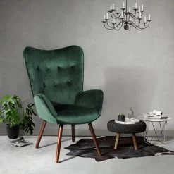 Kas Green Velvet Tufted Arm Chair by Homy Casa -Homy Casa Shop green velvet homy casa accent chairs kas kd velvet green lmkz 31 1000