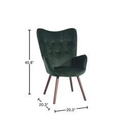 Kas Green Velvet Tufted Arm Chair by Homy Casa -Homy Casa Shop green velvet homy casa accent chairs kas kd velvet green lmkz 40 1000