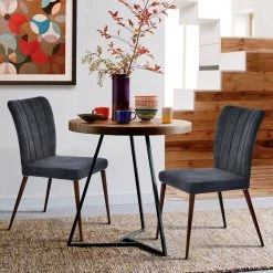 Dark Grey Upholstered Parsons Chair (Set of 2) by Homy Casa -Homy Casa Shop grey homy casa accent chairs aldred dgrey ykc 31 1000