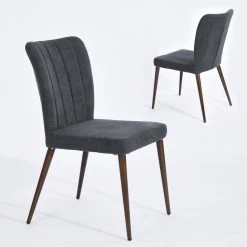Dark Grey Upholstered Parsons Chair (Set of 2) by Homy Casa -Homy Casa Shop grey homy casa accent chairs aldred dgrey ykc 76 1000