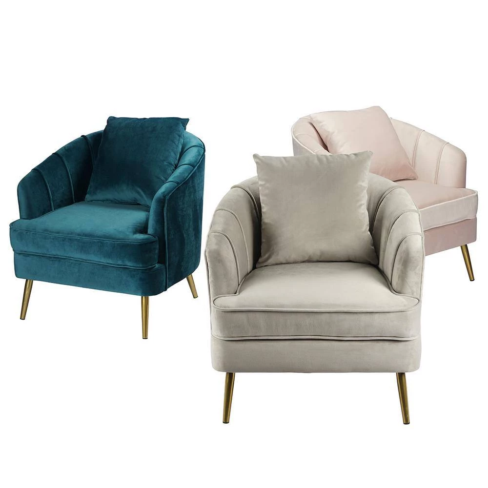 HD-TACKO Grey Velvet Armchair by Homy Casa 13 HD-TACKO Grey Velvet Armchair by Homy Casa - Image 11