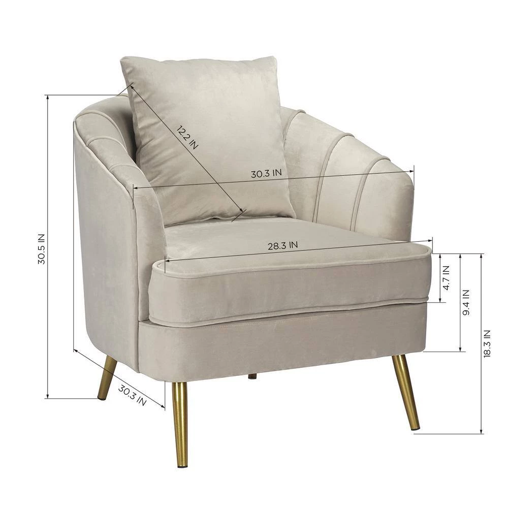 HD-TACKO Grey Velvet Armchair by Homy Casa 10 HD-TACKO Grey Velvet Armchair by Homy Casa - Image 8