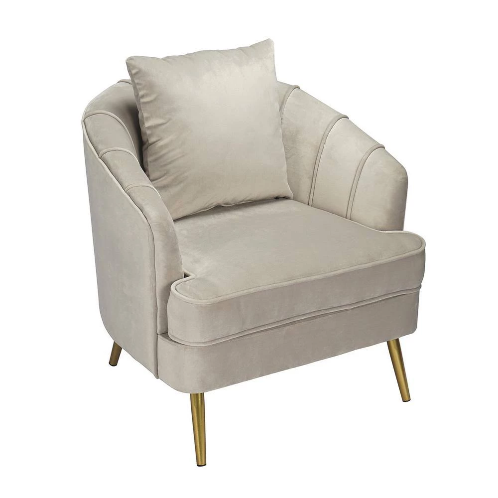 HD-TACKO Grey Velvet Armchair by Homy Casa 6 HD-TACKO Grey Velvet Armchair by Homy Casa - Image 4