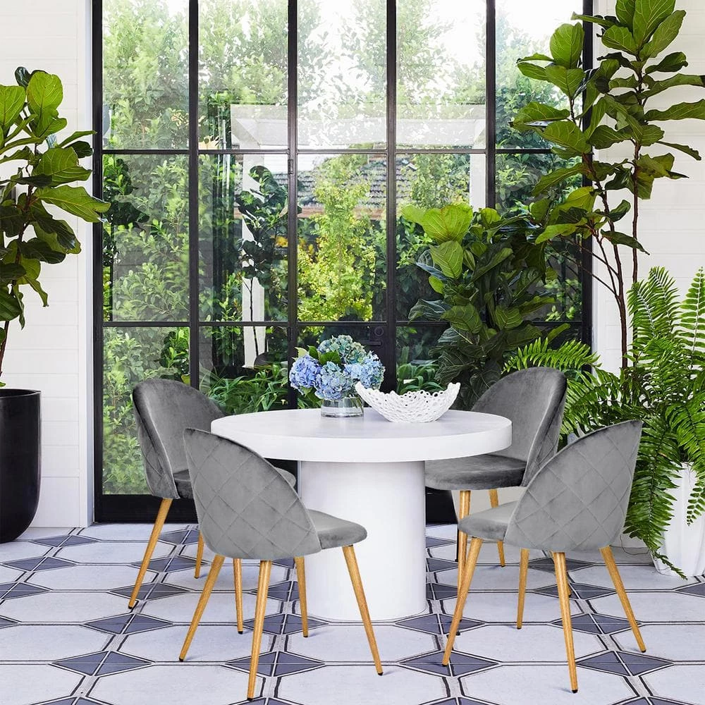 Zomba Grey Velvet Dining Chair (Set of 2) by Homy Casa 12 Zomba Grey Velvet Dining Chair (Set of 2) by Homy Casa - Image 10