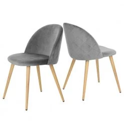 Zomba Grey Velvet Dining Chair (Set of 2) by Homy Casa