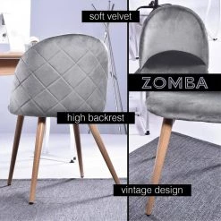 Zomba Grey Velvet Dining Chair (Set of 2) by Homy Casa 20 Zomba Grey Velvet Dining Chair (Set of 2) by Homy Casa -Homy Casa Shop grey homy casa accent chairs hd zomba grey velvet diamond kd metal sy 76 1000