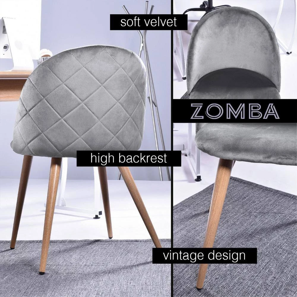 Zomba Grey Velvet Dining Chair (Set of 2) by Homy Casa 11 Zomba Grey Velvet Dining Chair (Set of 2) by Homy Casa - Image 9