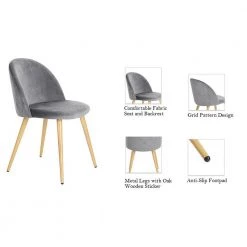 Zomba Grey Velvet Dining Chair (Set of 2) by Homy Casa 14 Zomba Grey Velvet Dining Chair (Set of 2) by Homy Casa -Homy Casa Shop grey homy casa accent chairs hd zomba grey velvet diamond kd metal sy 77 1000