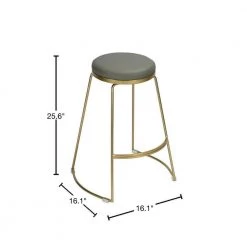 Jaylen 25.6 in. Gold Metal Frame Counter Stool With Grey Pu Seat by Homy Casa -Homy Casa Shop grey homy casa bar stools hd jaylen 40 1000