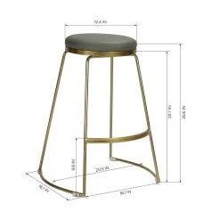Jaylen 25.6 in. Gold Metal Frame Counter Stool With Grey Pu Seat by Homy Casa -Homy Casa Shop grey homy casa bar stools hd jaylen 44 1000