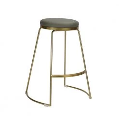 Jaylen 25.6 in. Gold Metal Frame Counter Stool With Grey Pu Seat by Homy Casa