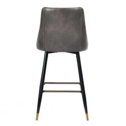 Smeg 38.4 in. Grey High Back Metal Frame Counter Stool With Faux Leather Seat (Set of 2) by Homy Casa -Homy Casa Shop grey homy casa bar stools smeg bar grey pu black gold leg 44 1000