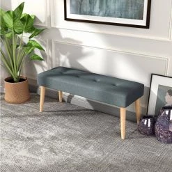 Cicilia Grey Fabric Upholstered Tufted Bench ( 18.3'' H X 43'' W X 15.7'' D ) by Homy Casa 27 Cicilia Grey Fabric Upholstered Tufted Bench ( 18.3'' H X 43'' W X 15.7'' D ) by Homy Casa -Homy Casa Shop grey homy casa bedroom benches cicilia grey a 31 1000
