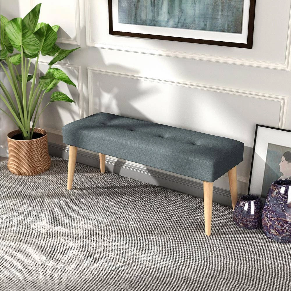 Cicilia Grey Fabric Upholstered Tufted Bench ( 18.3'' H X 43'' W X 15.7'' D ) by Homy Casa 15 Cicilia Grey Fabric Upholstered Tufted Bench ( 18.3'' H X 43'' W X 15.7'' D ) by Homy Casa - Image 13