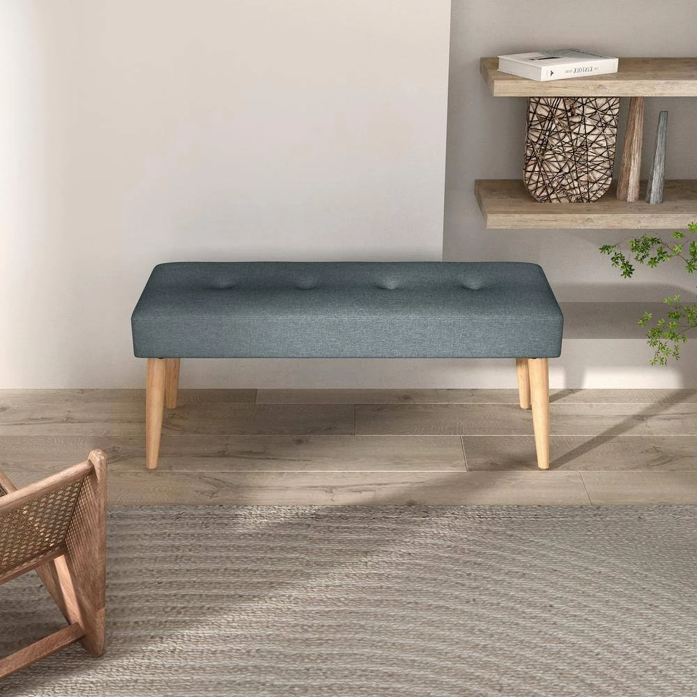 Cicilia Grey Fabric Upholstered Tufted Bench ( 18.3'' H X 43'' W X 15.7'' D ) by Homy Casa 5 Cicilia Grey Fabric Upholstered Tufted Bench ( 18.3'' H X 43'' W X 15.7'' D ) by Homy Casa - Image 3