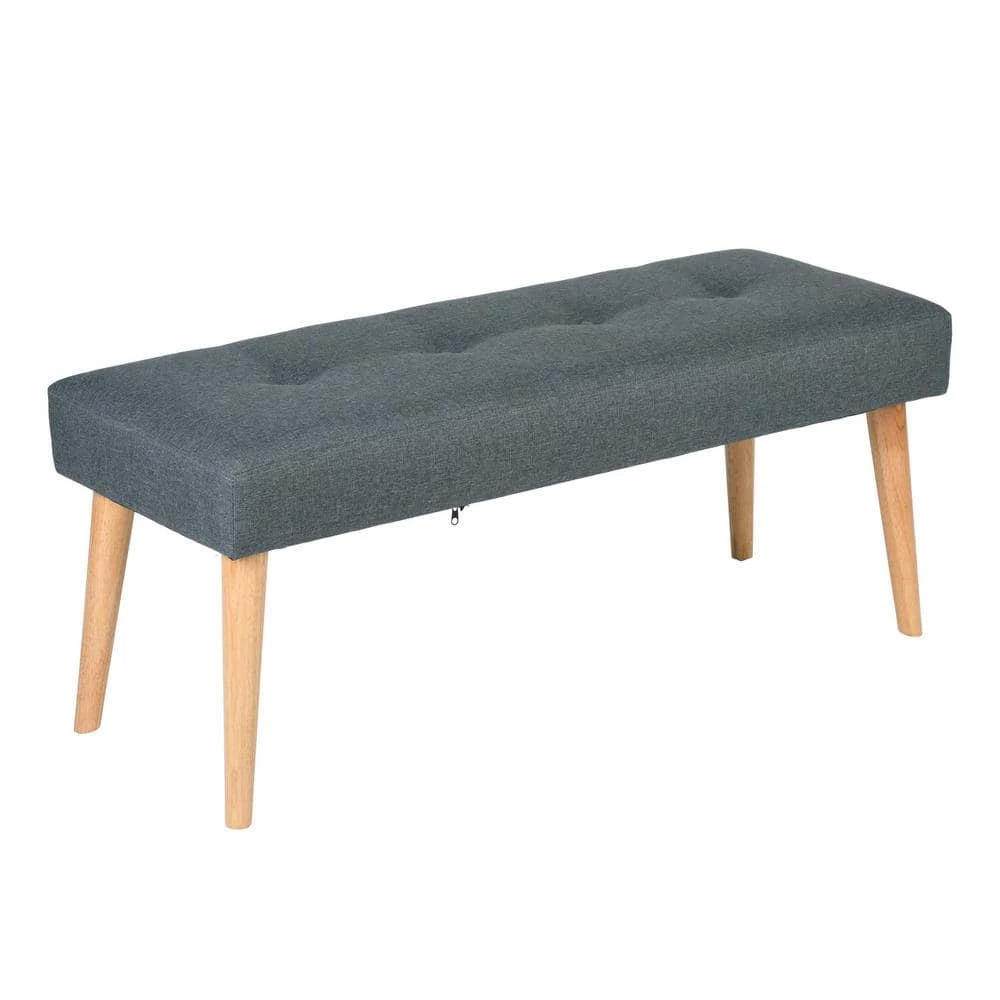 Cicilia Grey Fabric Upholstered Tufted Bench ( 18.3'' H X 43'' W X 15.7'' D ) by Homy Casa 3 Cicilia Grey Fabric Upholstered Tufted Bench ( 18.3'' H X 43'' W X 15.7'' D ) by Homy Casa