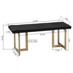 Slip Black Fabric Gold Legs Bench 18.5 in. H x 44.5 in. W x 15 in. D by Homy Casa -Homy Casa Shop grey homy casa bedroom benches hd slip bench frost black gold legs 1f 1000