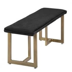 Slip Black Fabric Gold Legs Bench 18.5 in. H x 44.5 in. W x 15 in. D by Homy Casa -Homy Casa Shop grey homy casa bedroom benches hd slip bench frost black gold legs 4f 1000