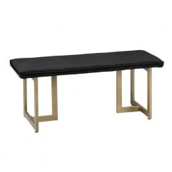 Slip Black Fabric Gold Legs Bench 18.5 in. H x 44.5 in. W x 15 in. D by Homy Casa