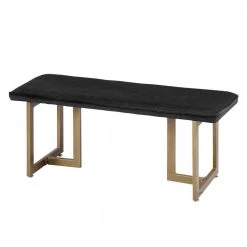Slip Black Fabric Gold Legs Bench 18.5 in. H x 44.5 in. W x 15 in. D by Homy Casa -Homy Casa Shop grey homy casa bedroom benches hd slip bench frost black gold legs 77 1000